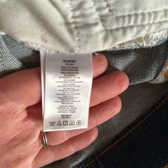RE/DONE 90S HIGH RISE ANKLE CROP JEANS BLUE SIZE 27 DISTRESSED ANKLE - Picture 10 of 14